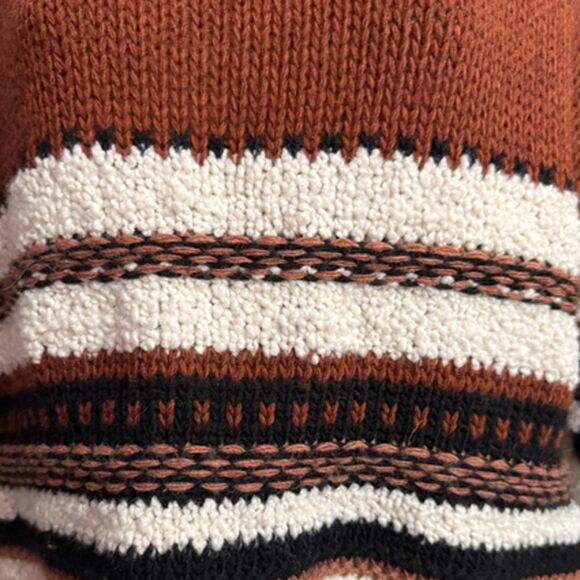 Elsamdna Athropologie Brown Striped Chunky Knit Sweater Size L - Picture 5 of 9